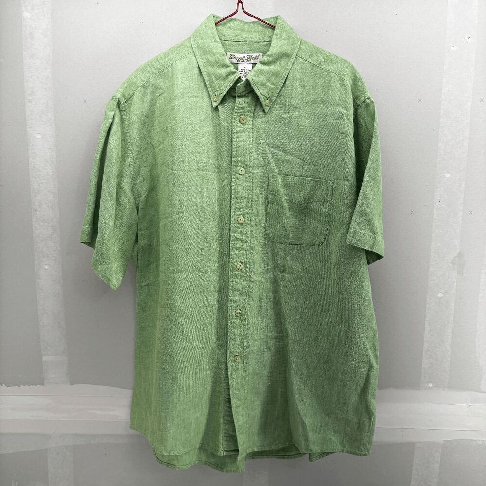 Garret Scott 100% Linen‎ Camp Shirt Mens Large Cool Relaxing Comfort EUC